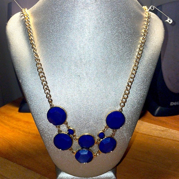 Jewelry Royal Blue Costume Jewelry Gold Necklace Poshmark